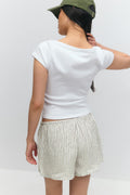 Boatneck tight rib top - Blanc