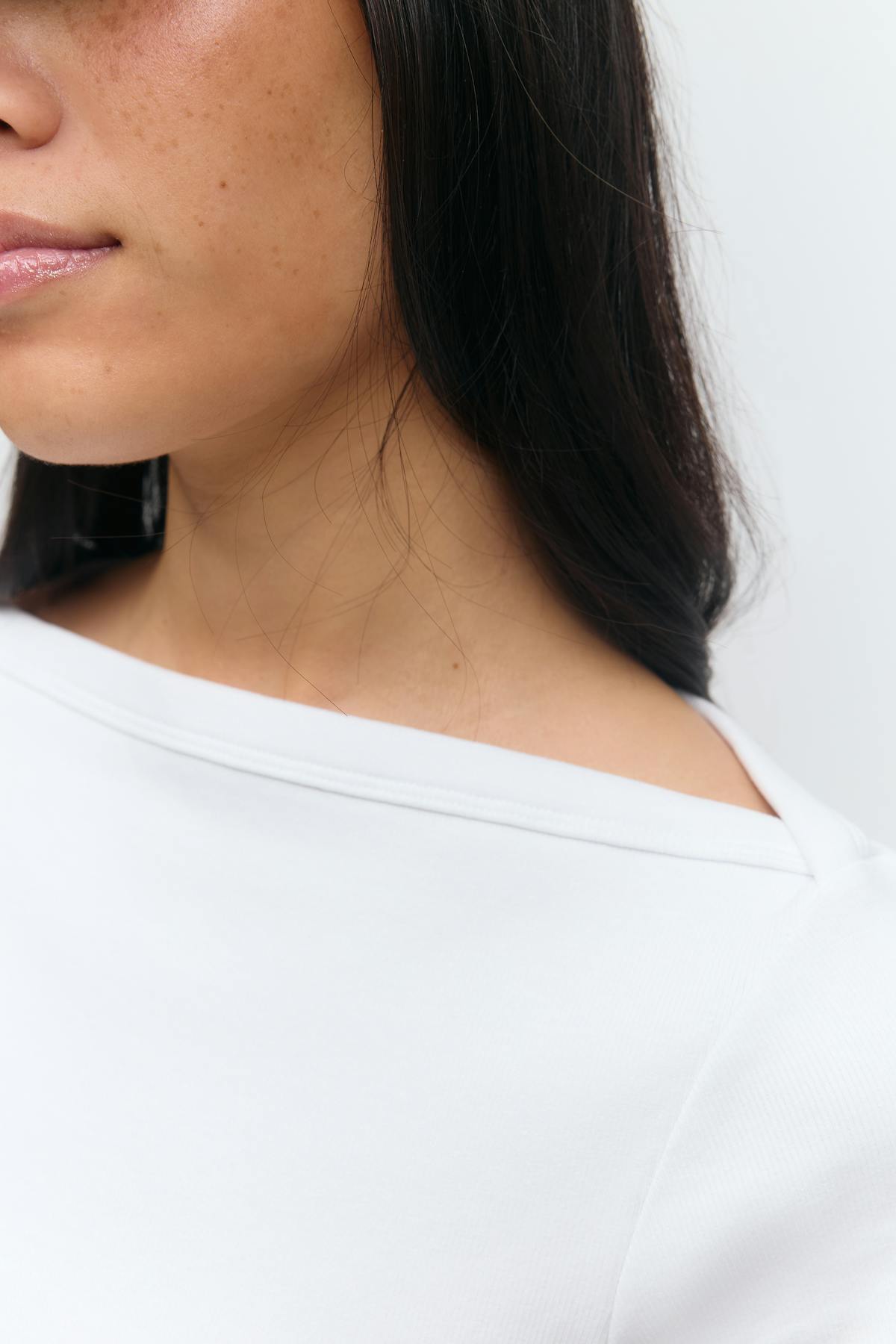 Boatneck tight rib top - Blanc