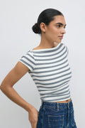 Boatneck tight rib top - Stripe