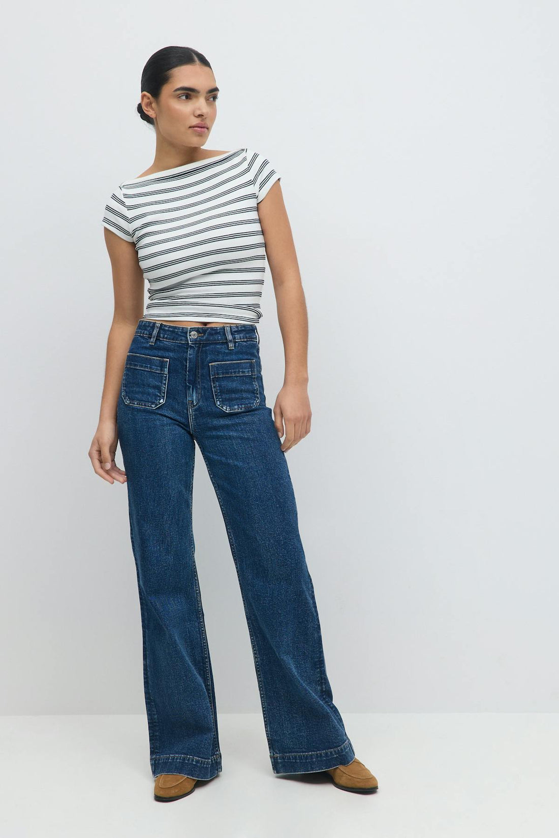 Boatneck tight rib top - Stripe