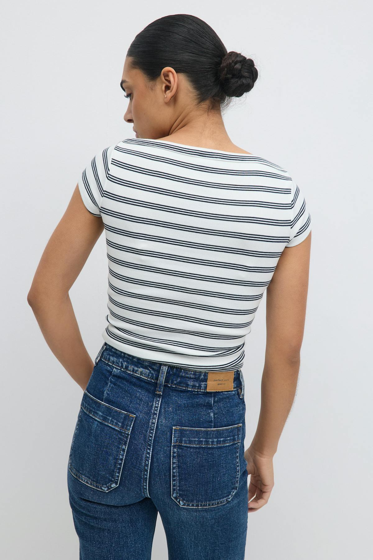 Boatneck tight rib top - Stripe