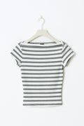 Boatneck tight rib top - Stripe