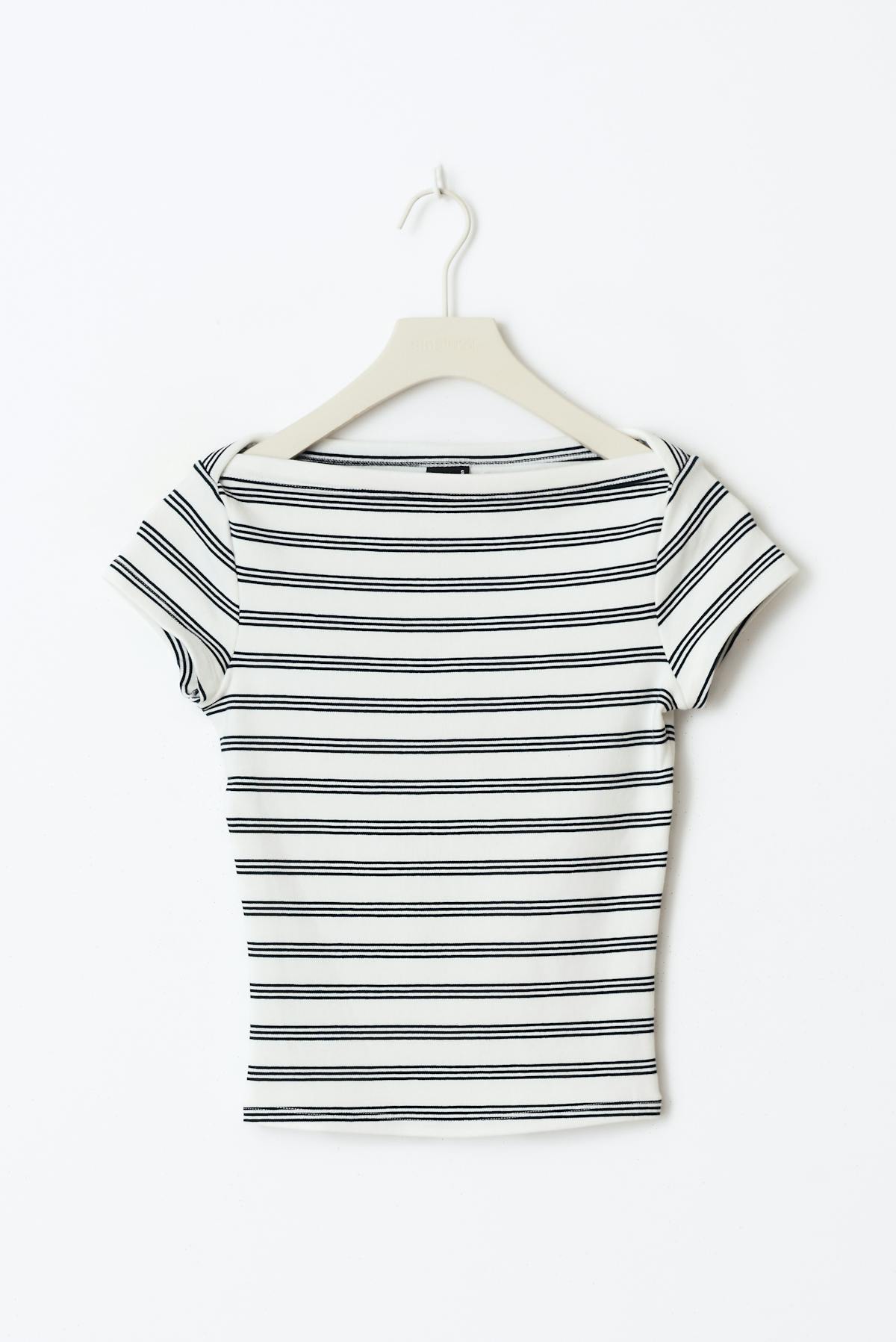 Boatneck tight rib top - Stripe