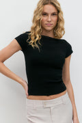 Boatneck tight rib top - Blanc