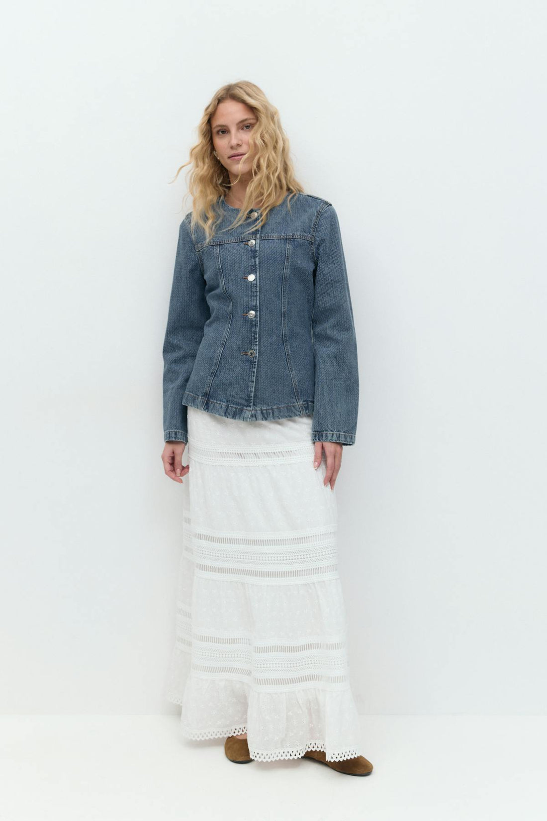 Broderie maxi skirt - Blanc