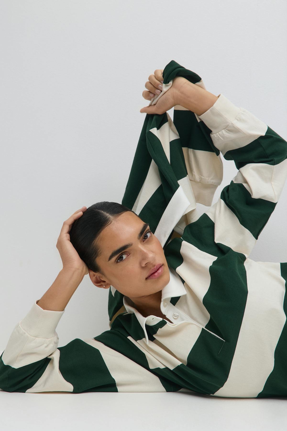 Collar top - Green stripe