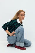 Collar top - Navy/stripe