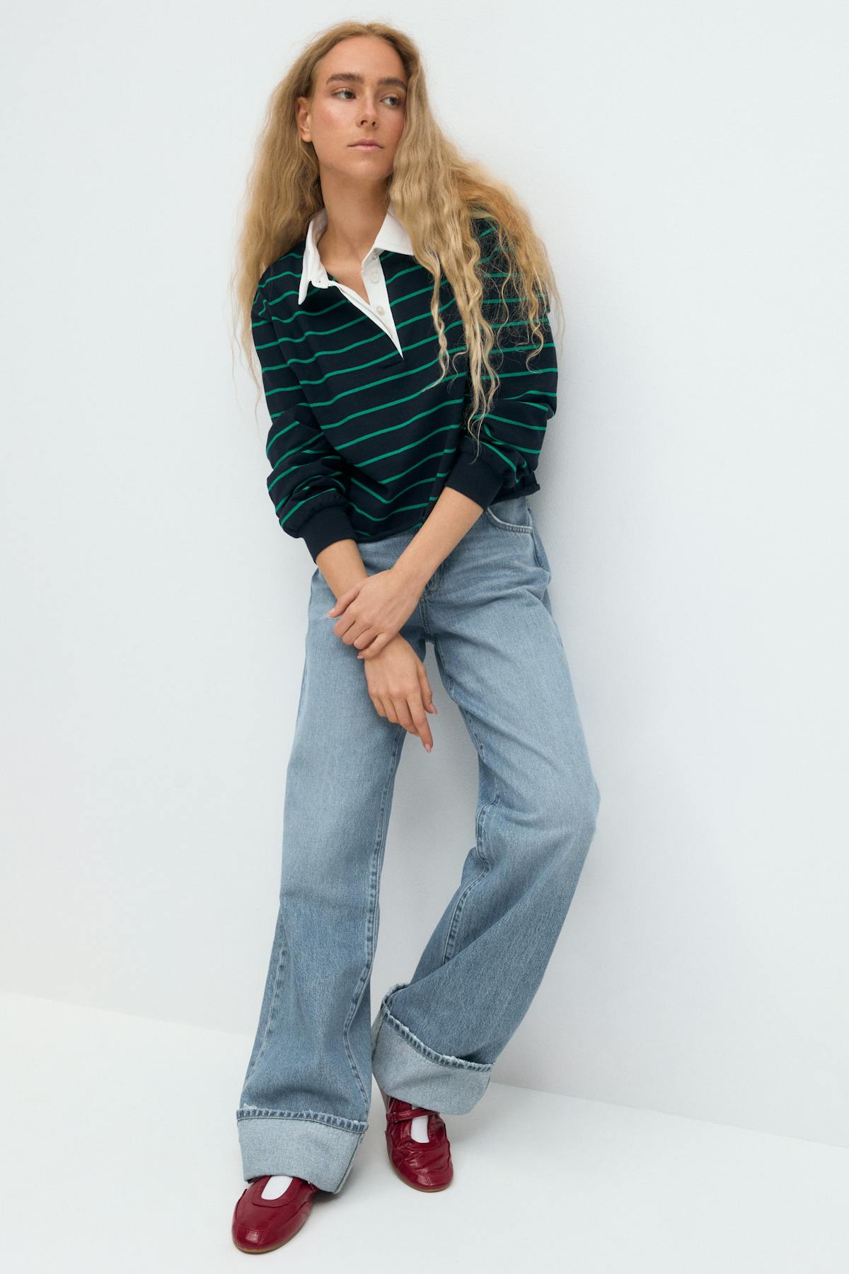 Collar top - Navy/stripe