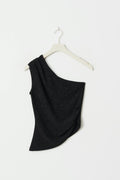 One shoulder glitter top - Noir