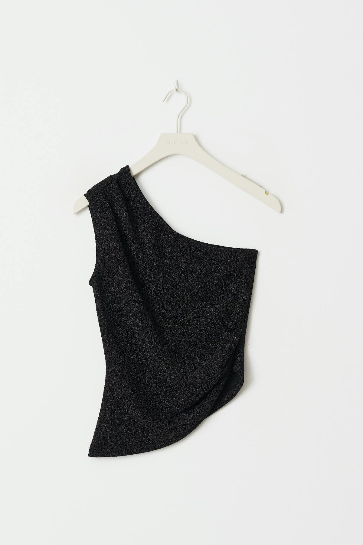 One shoulder glitter top - Noir