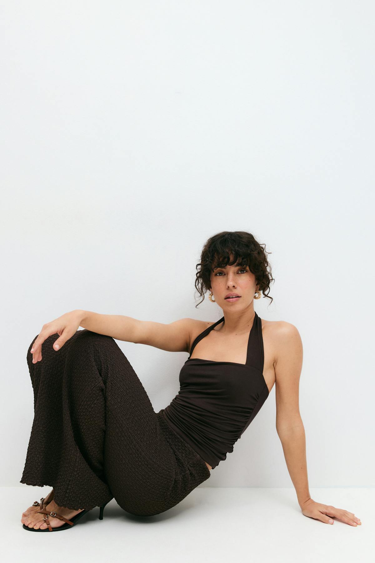 Soft touch halterneck top - Stone