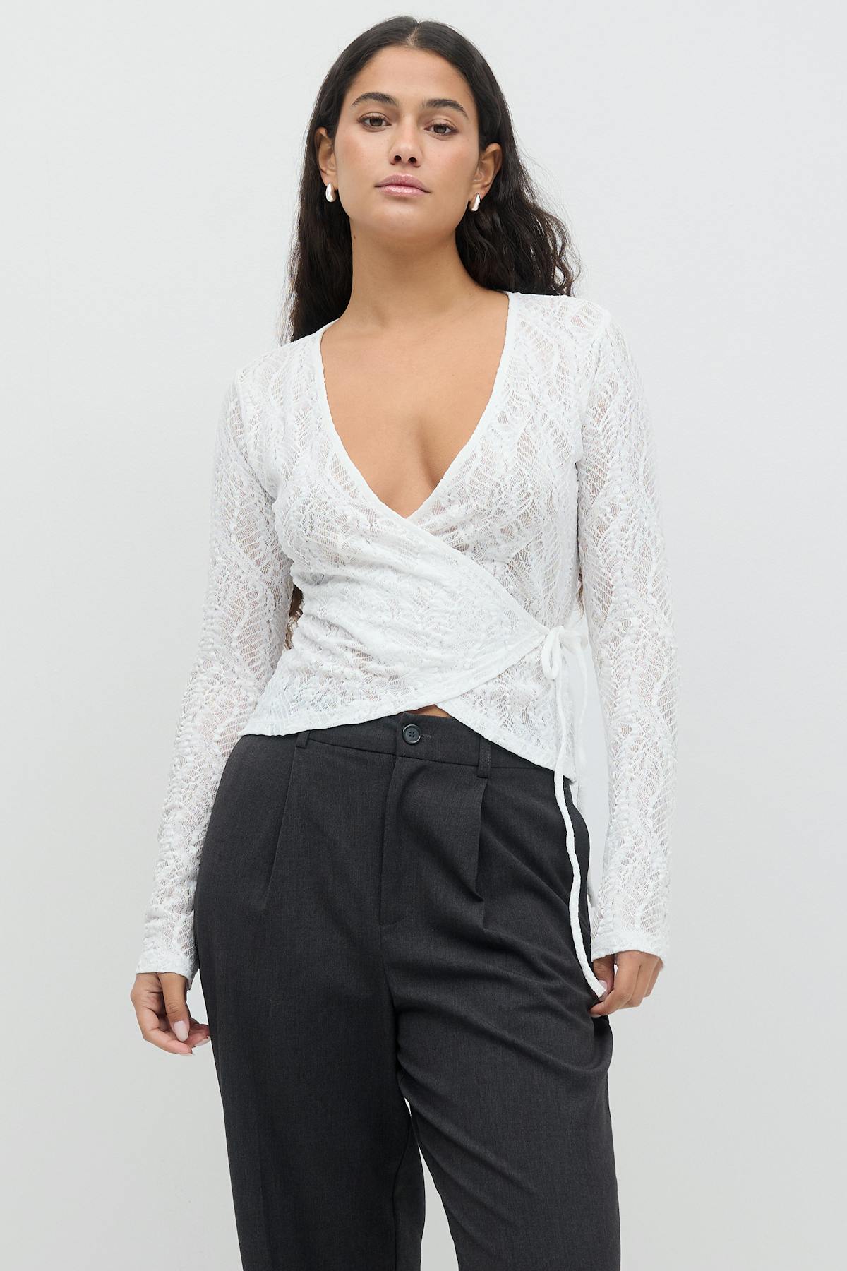 Lace wrap top - Pale lilac