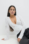 Lace wrap top - Blanc cassé