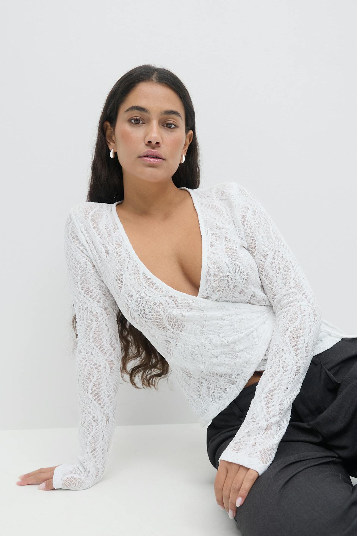 Lace wrap top - Blanc cassé