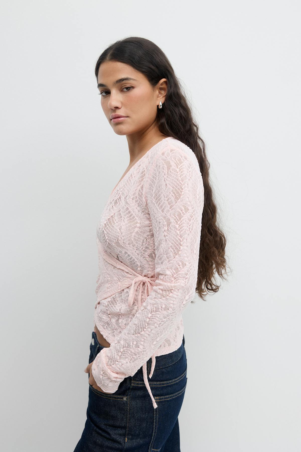 Lace wrap top - Pale lilac