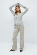 Textured buttoned top - Gris