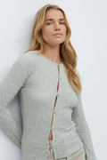 Textured buttoned top - Gris