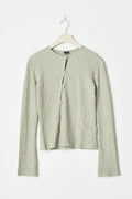 Textured buttoned top - Gris