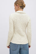 Textured collar top - Egret
