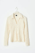 Textured collar top - Egret