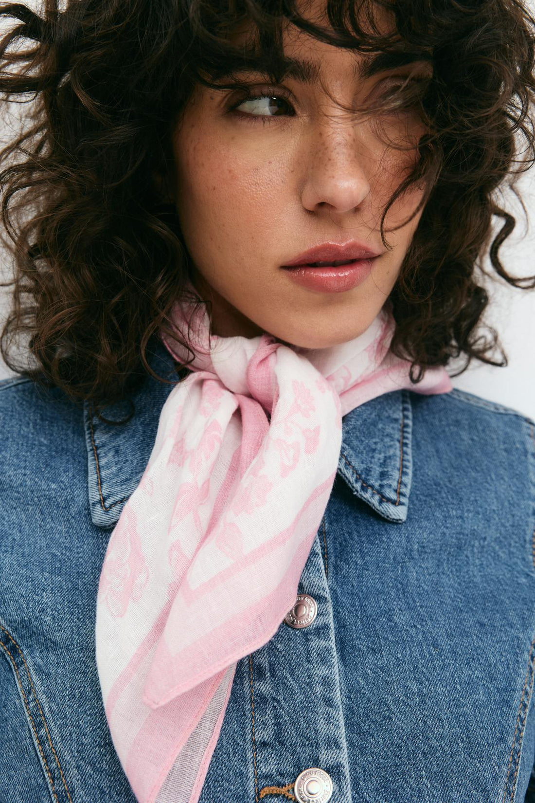Linen blend scarf - Flower aop