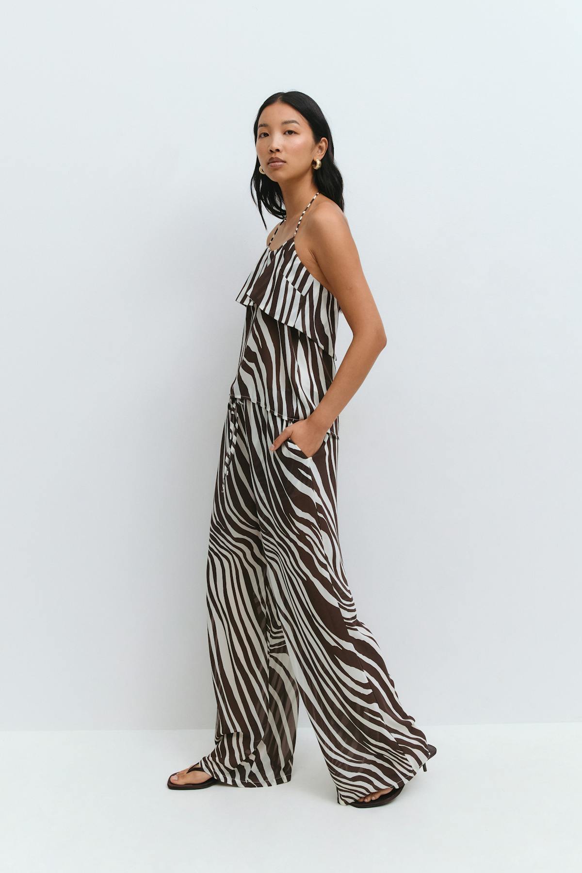 Wide chiffon trousers - Zebra