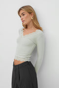 Lace detail top - Noir