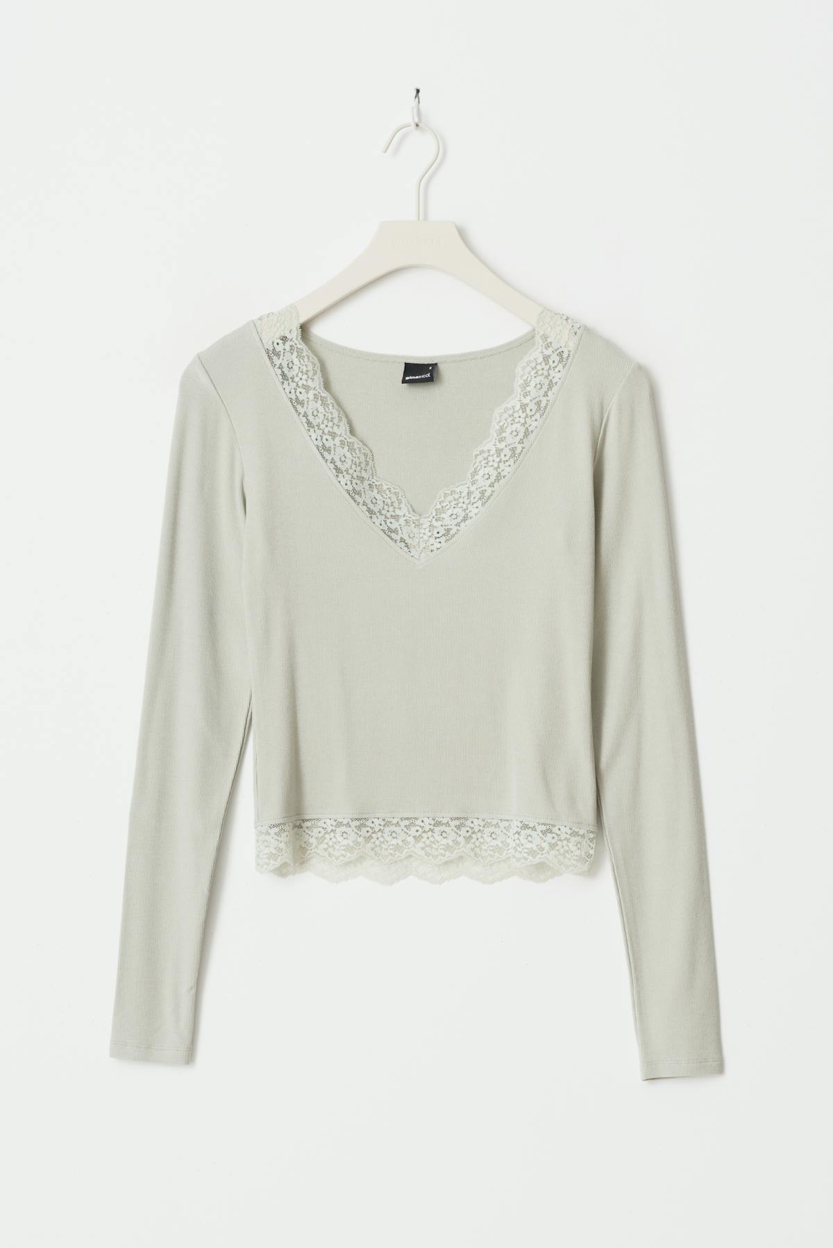 Lace detail top - Chalk pink