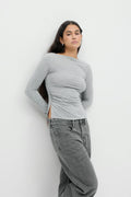 Boatneck ruched top - Noir