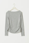 Boatneck ruched top - Grey melange