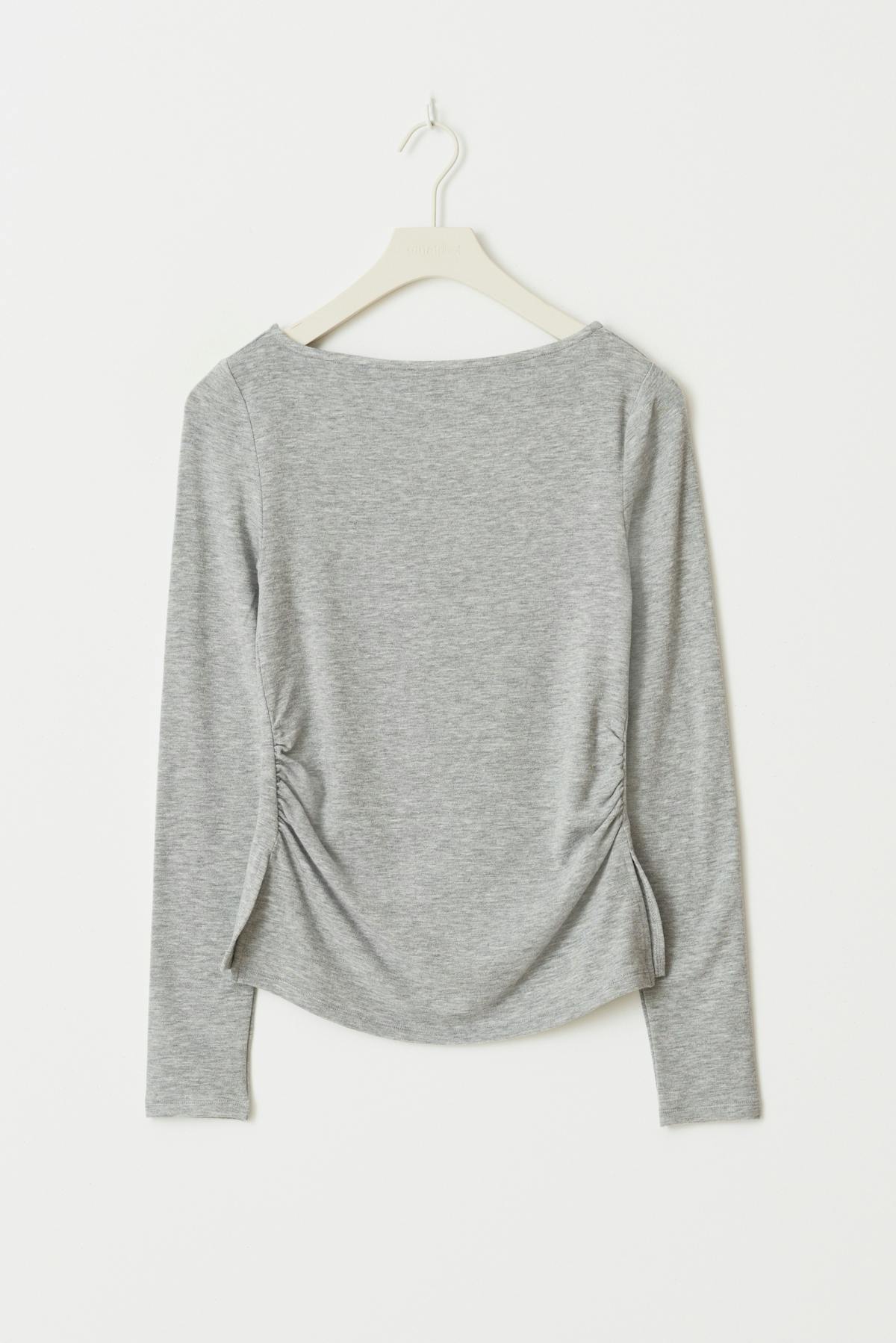 Boatneck ruched top - Grey melange