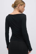 Boatneck ruched top - Noir