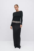 Boatneck ruched top - Noir
