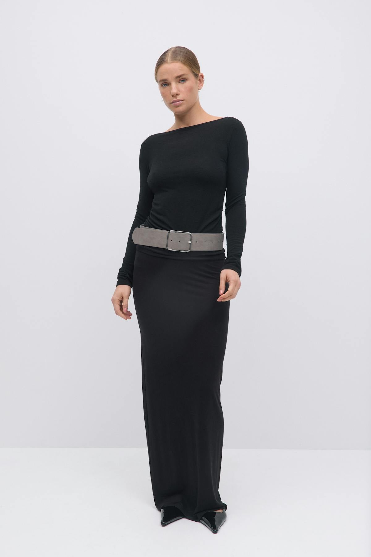 Boatneck ruched top - Noir