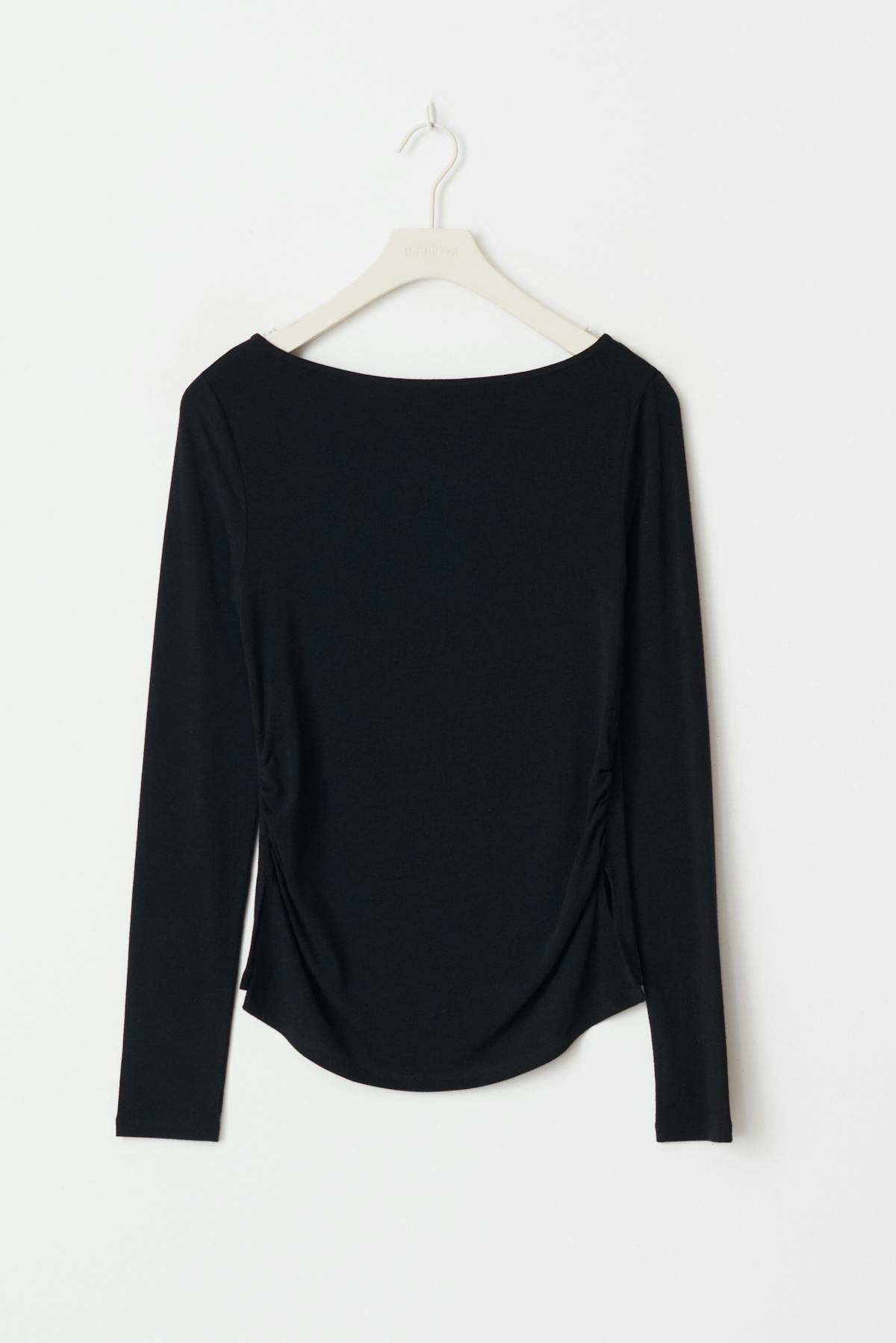 Boatneck ruched top - Noir