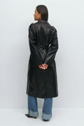 Belted pu trench coat - Noir