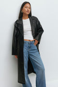 Belted pu trench coat - Noir