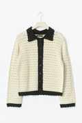 Knit contrast cardigan - Offwhite/black