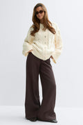 Chunky knitted cable cardigan - Knit white