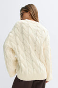 Chunky knitted cable cardigan - Knit white