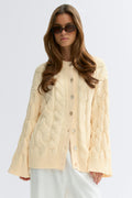 Chunky knitted cable cardigan - Navy blazer