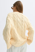 Chunky knitted cable cardigan - Vanilla yellow