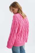 Chunky knitted cable cardigan - Ballet slipper