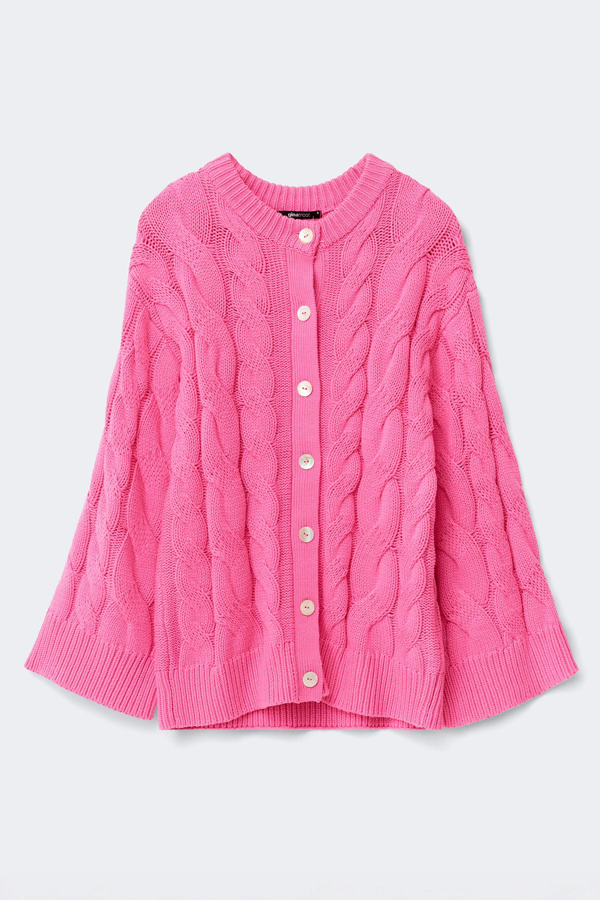 Chunky knitted cable cardigan - Ballet slipper