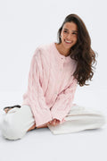 Chunky knitted cable cardigan - Brunnera blue
