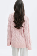 Chunky knitted cable cardigan - Almond milk