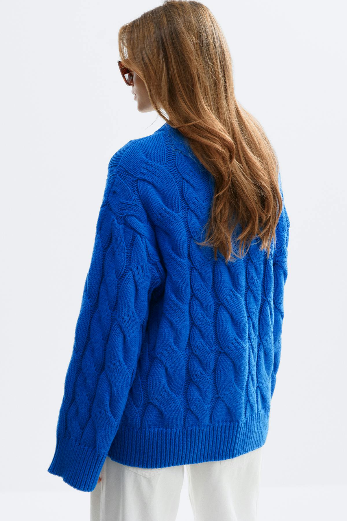Chunky knitted cable cardigan - Pink cosmos