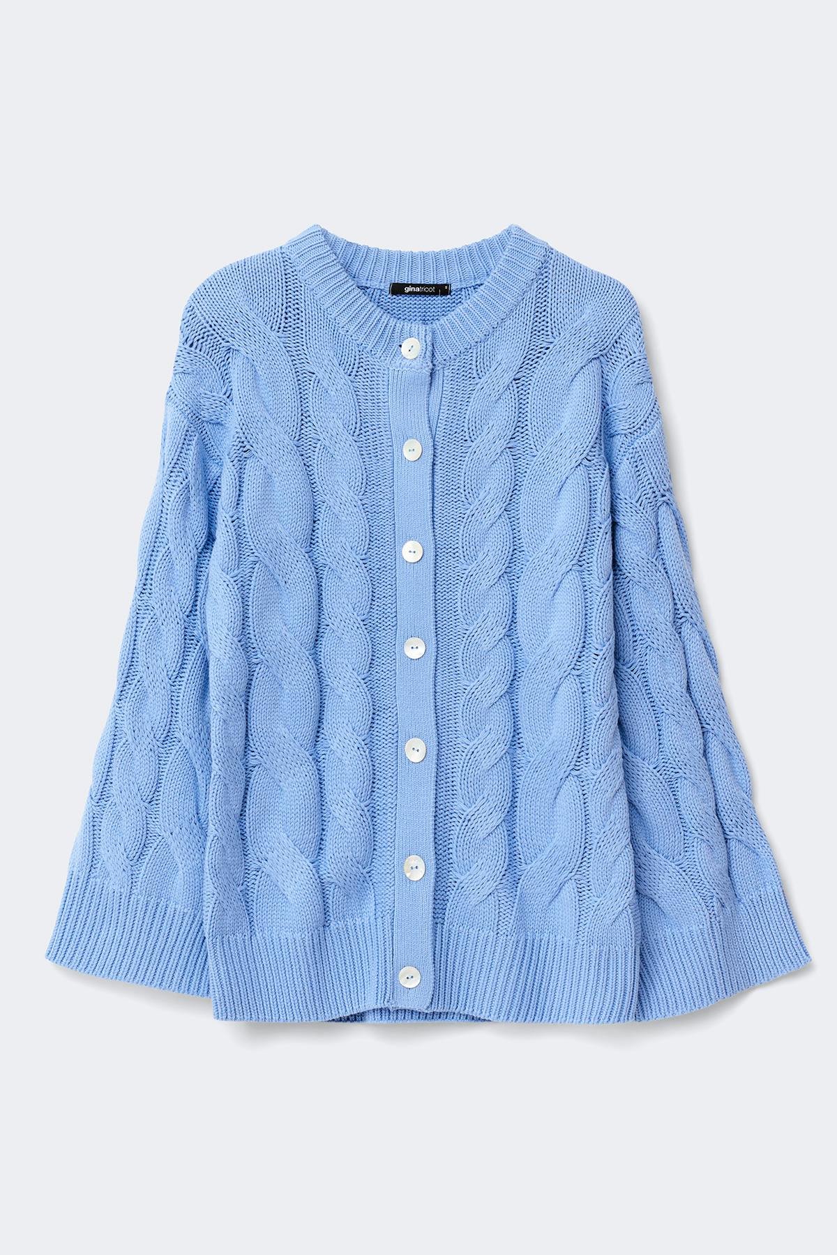 Chunky knitted cable cardigan - Vanilla yellow
