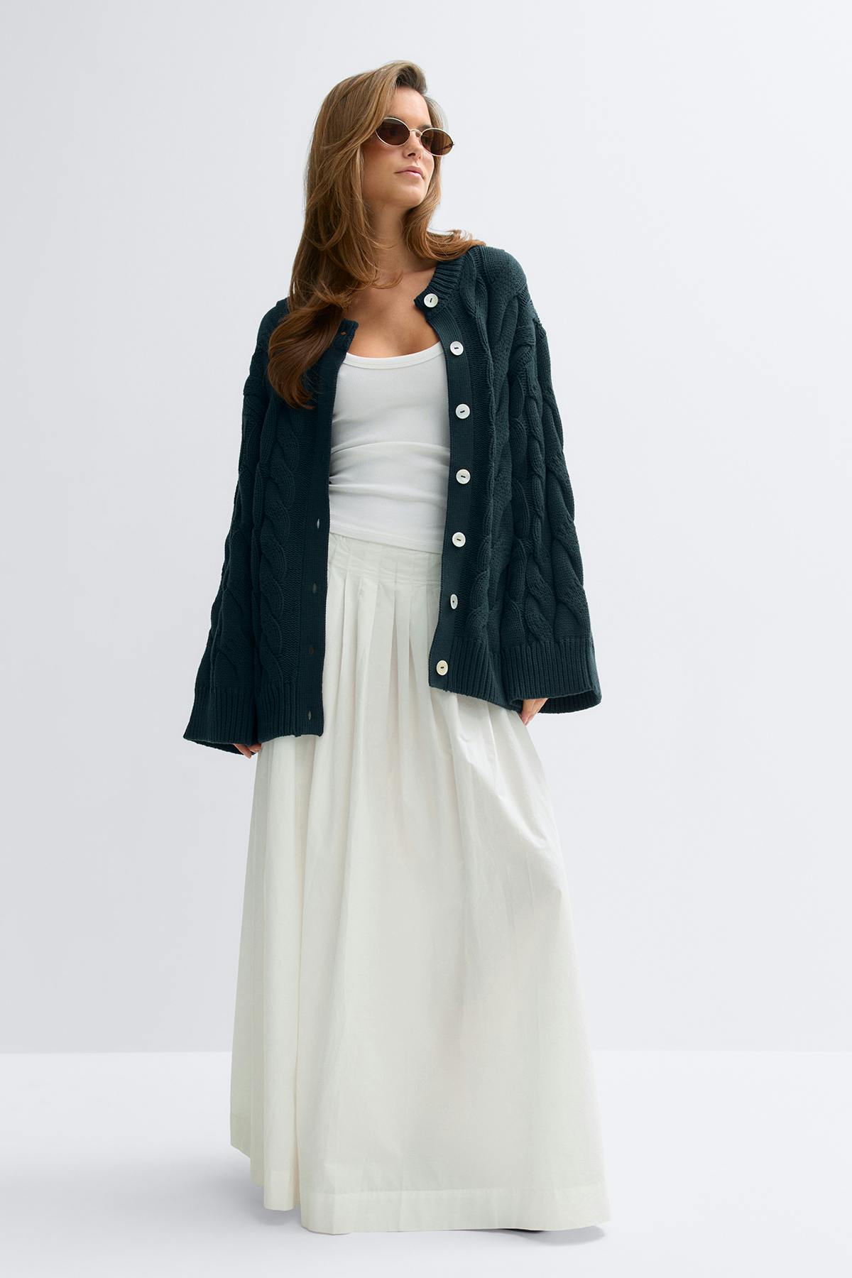 Chunky knitted cable cardigan - Knit white