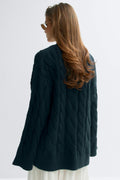Chunky knitted cable cardigan - Navy blazer